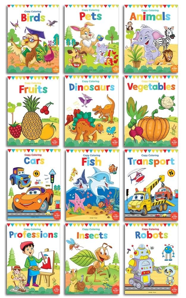 Colouring Books Boxset: Pack of 12 Copy Colour For Children Multicolor