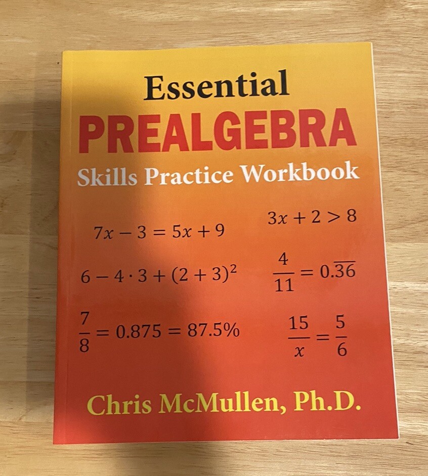 NEW Clean No Writing Essential Pre Algebra Skills Workbook C McMullen Homeschool
