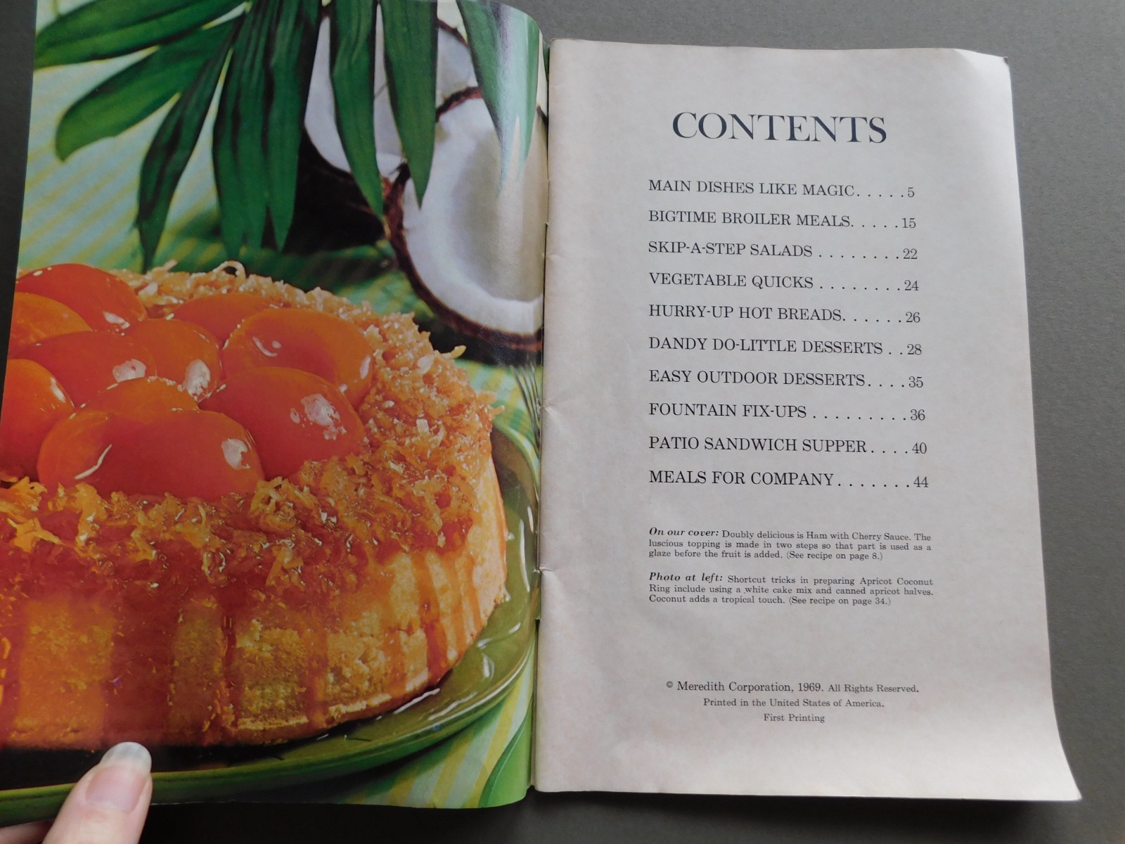 Shortcut Cooking – 1969 cookbook by Meredith Corp – First Printing – Recipes