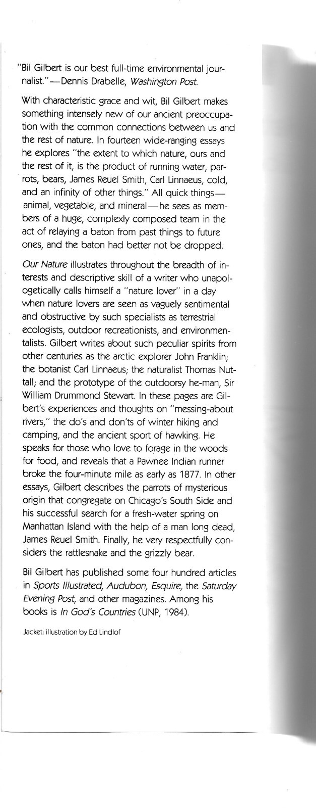 OUR NATURE by Bil Gilbert HC/DJ 1986 University of Nebraska Press