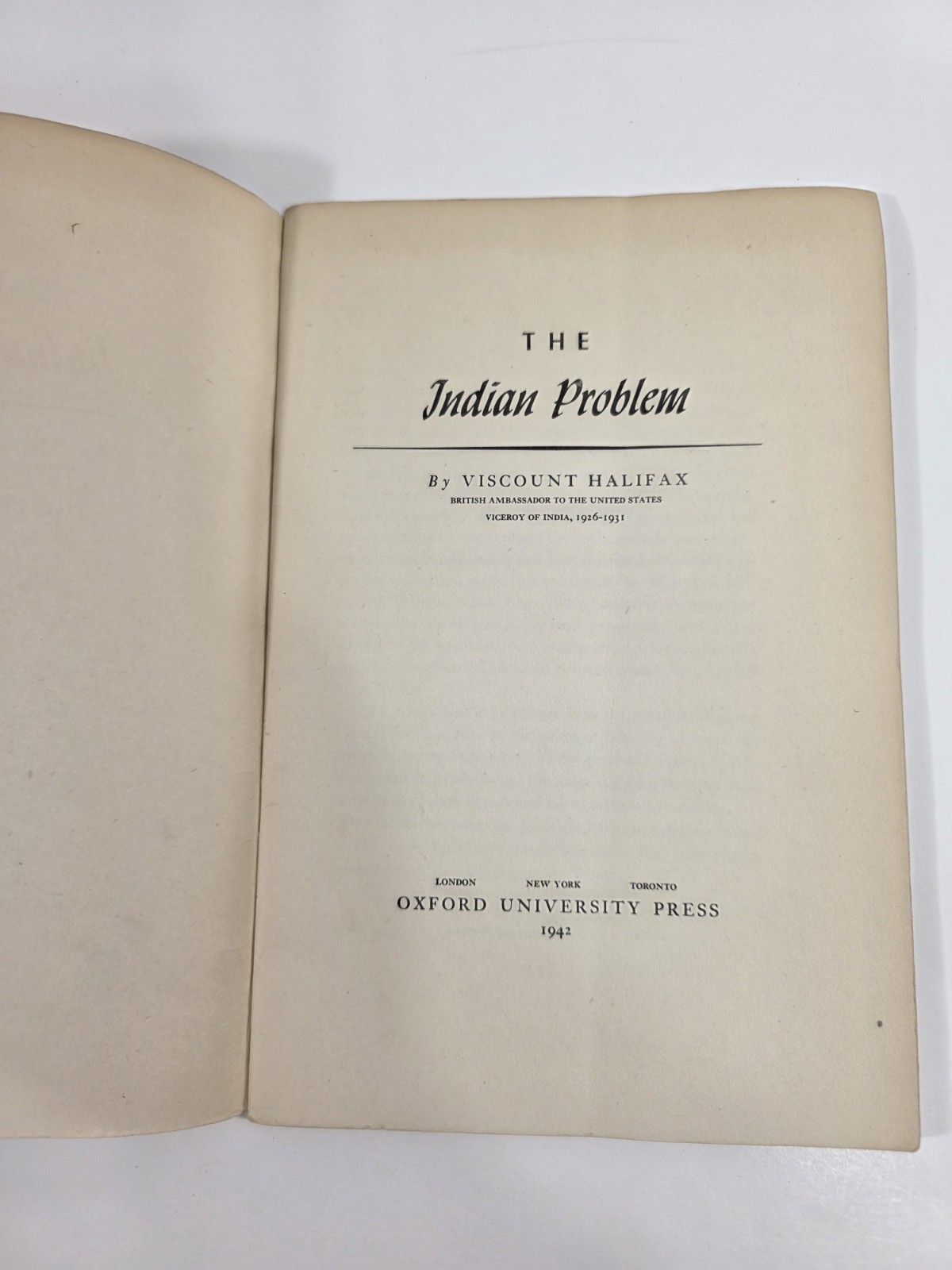 The Indian Problem Viscount Halifax 1942 Oxford University Press 31 Pages