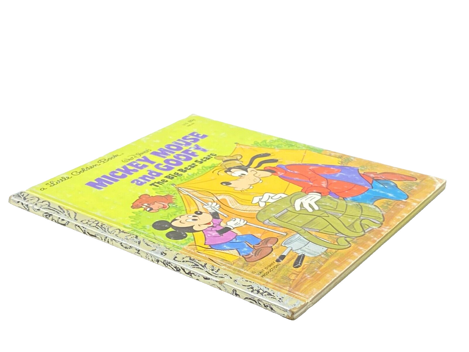 Mickey Mouse and Goofy THE BIG BEAR SCARE VTG Little Golden Book Disney 1978