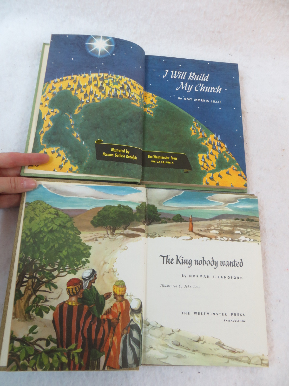 Lot of 4 THE WESTMINSTER PRESS ILLUSTRATED CHILDREN’S RELIGIOUS BOOKS c1949