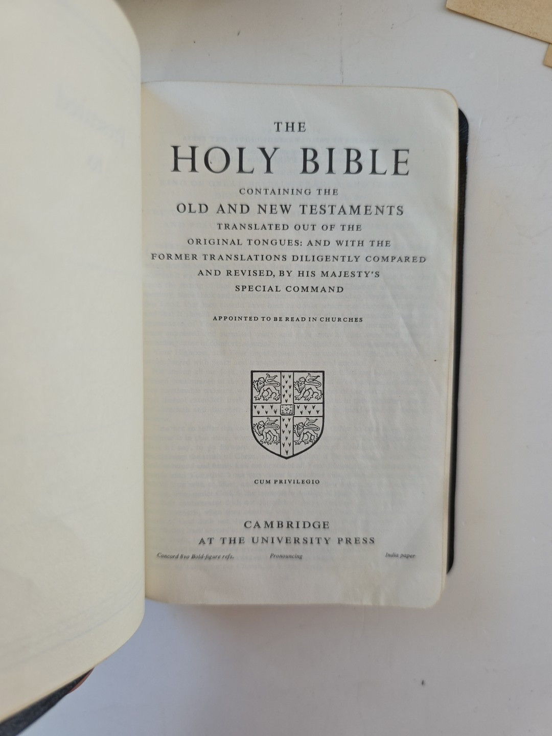Vintage Cambridge Crystal Bible KJV Compact Superfine Black Morocco Leather