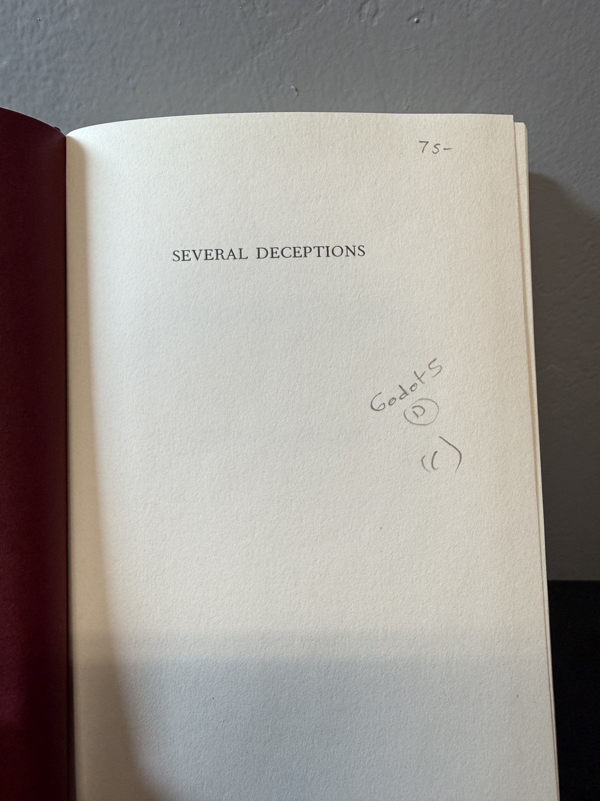 Several Deceptions by Jane Stevenson 1st Edition 1999 Jonathan Cape Hardcover