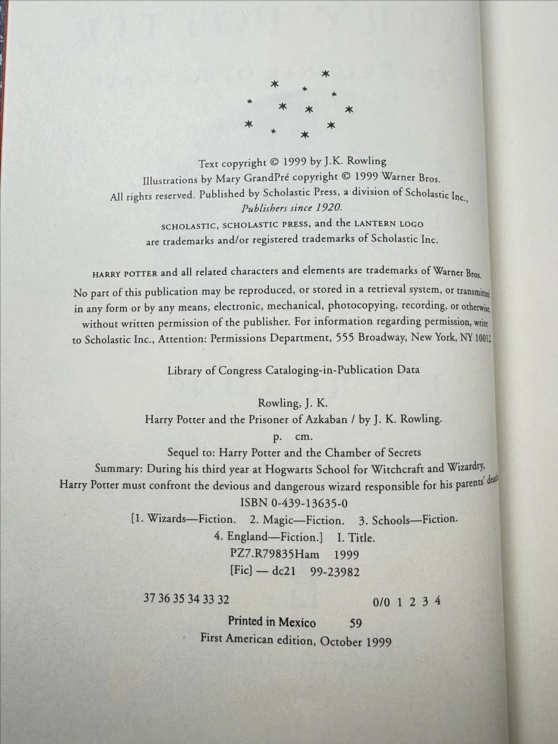 Harry Potter and the Prisoner of Azkaban, First US Edition