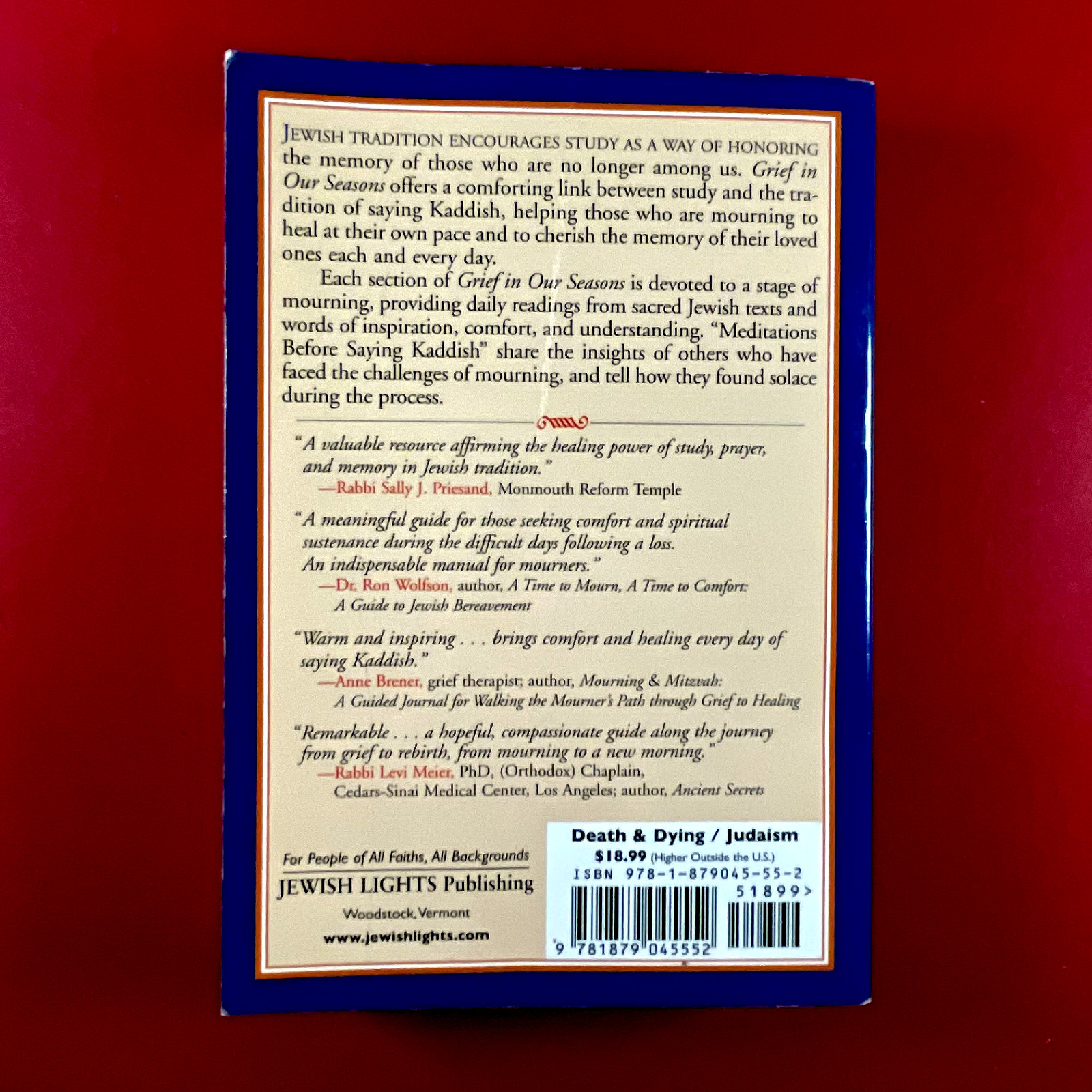 GRIEF IN OUR SEASONS Mourners Kaddish Companion by Rabbi Olitzky: Offers Welcome
