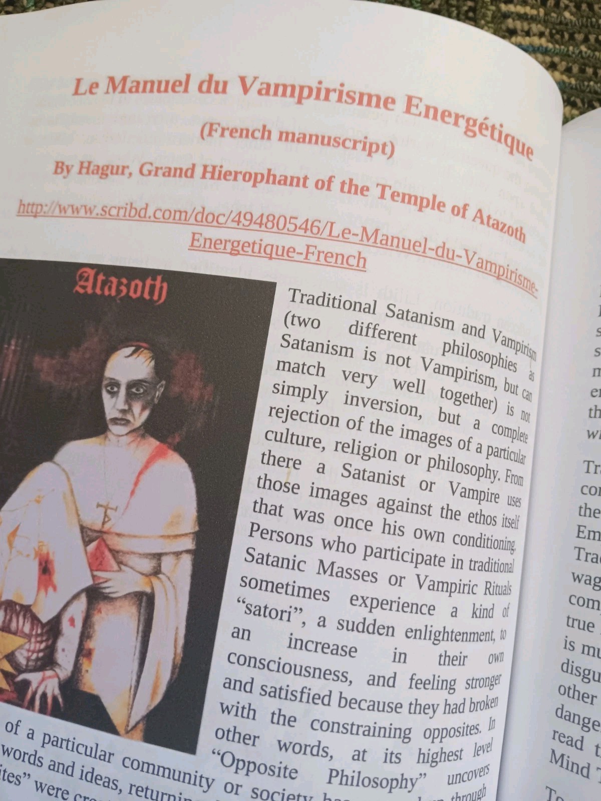 Magister Hagur vampire In Transformation order of nine angles Satanism ONA/O9a