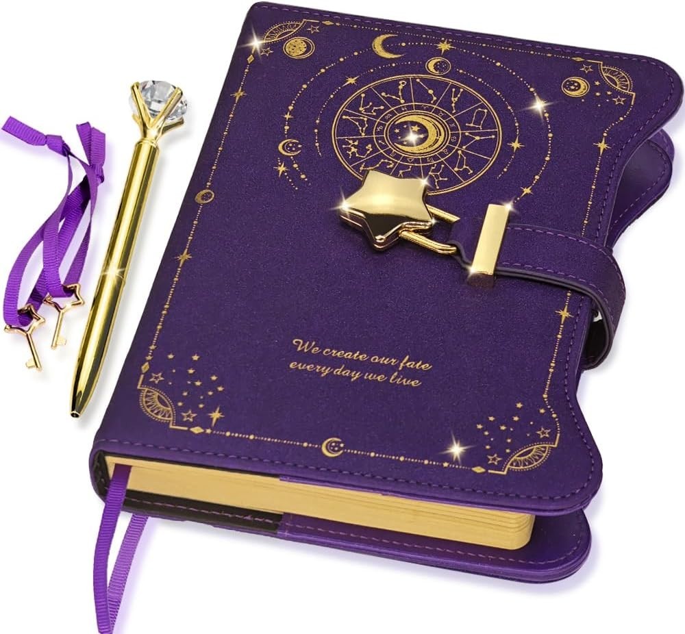 Inspirational Faux Leather Diary with Lock & Pen – 360 Pages of Dreams