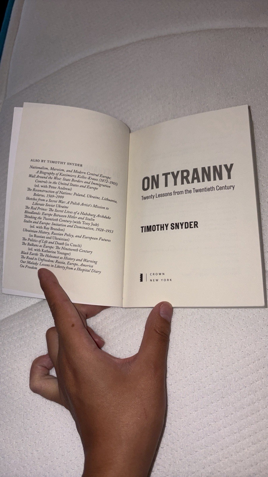 On Tyranny by Timothy Snyder Trade Paperback Political Science Fascism Book