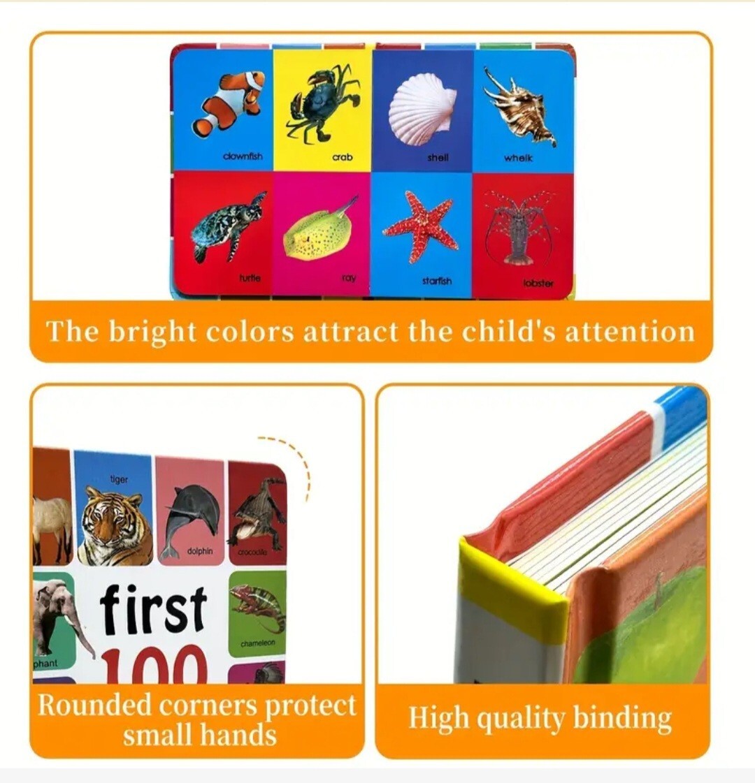 Baby Book First 100 Animals Hardcover Toddler Hard Pages Mini Size 6in NEW