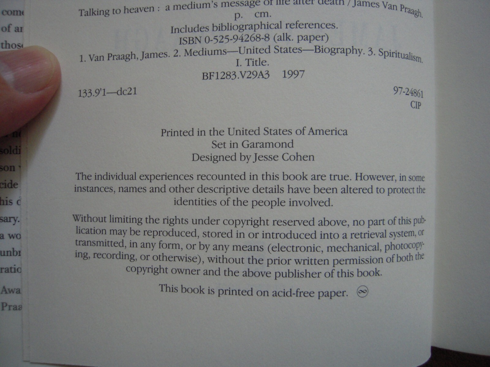 VTG 1997 TALKING TO HEAVEN BY JAMES VAN PRAAGH HARDCOVER 1ST EDITION 194 PAGES