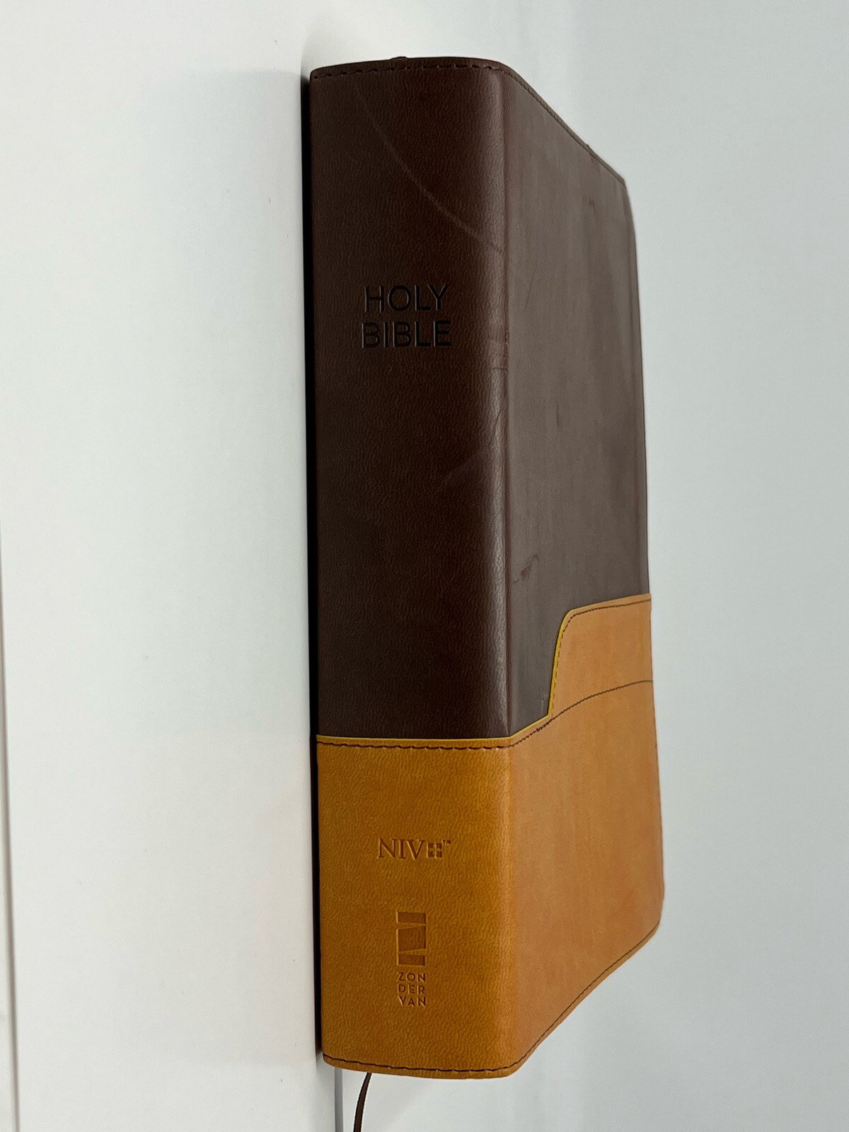 ✝️ LARGE PRINT Zondervan NIV Church Bible 2011 Duo-Tone Brown / Tan CLEAN