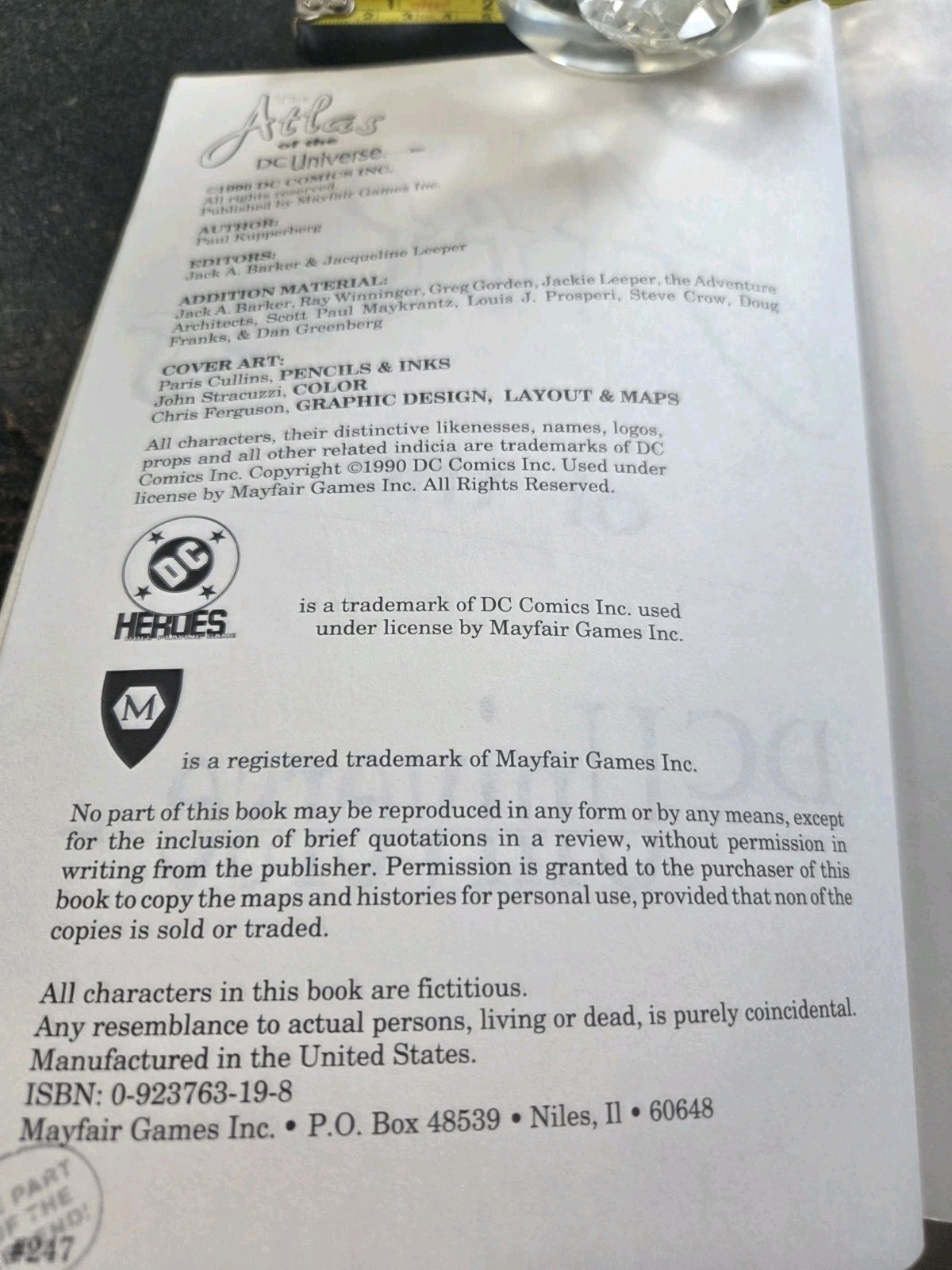 Mayfair Games RPG DC Heroes The Atlas of the DC Universe TPB 1990 by Kupperberg