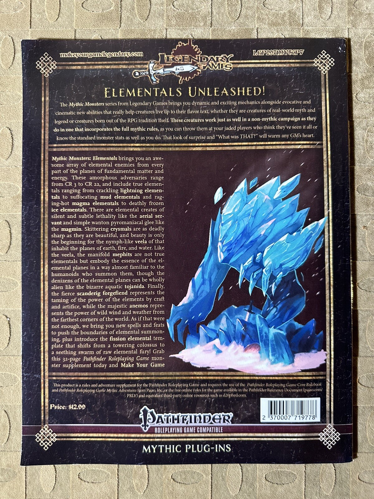 Mythic Monsters : Elementals, Paperback by Games, Legendary; Riggs, Alex; Nel…