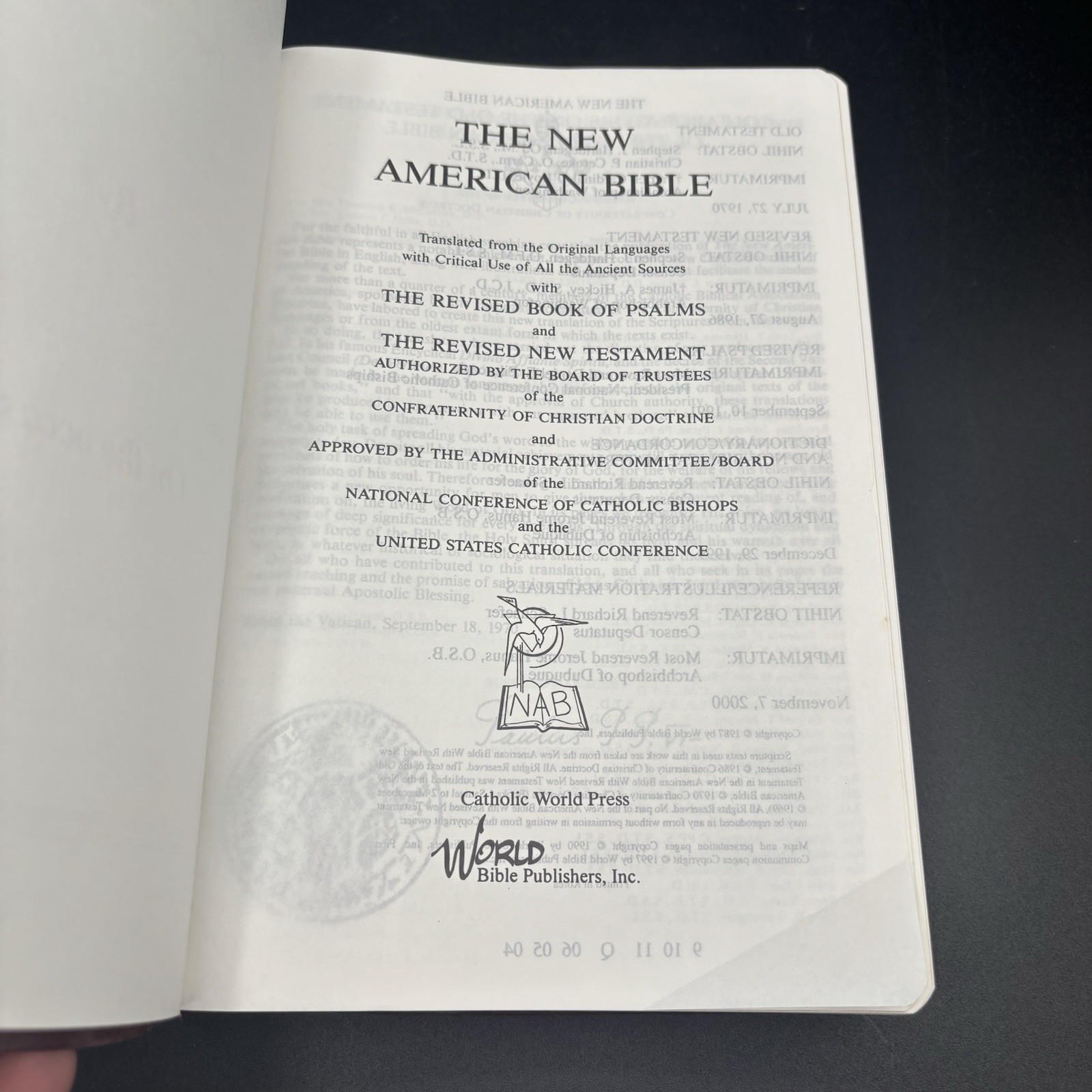 New American Bible Official Catholic Red Letter Edition World Press 2402BG 2000