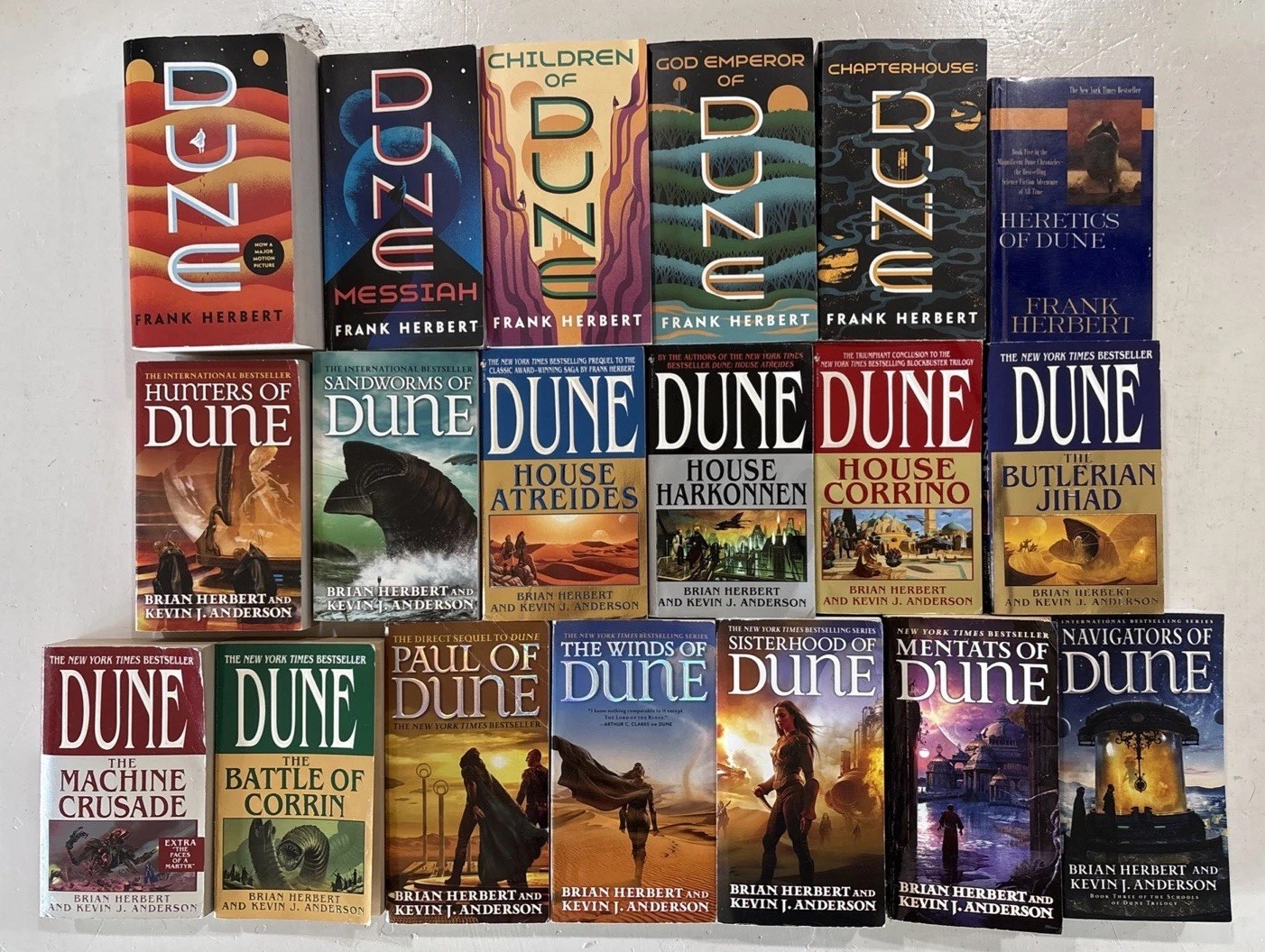 19 Book Lot Complete DUNE Series by Frank & Brian HERBERT Paperback Set