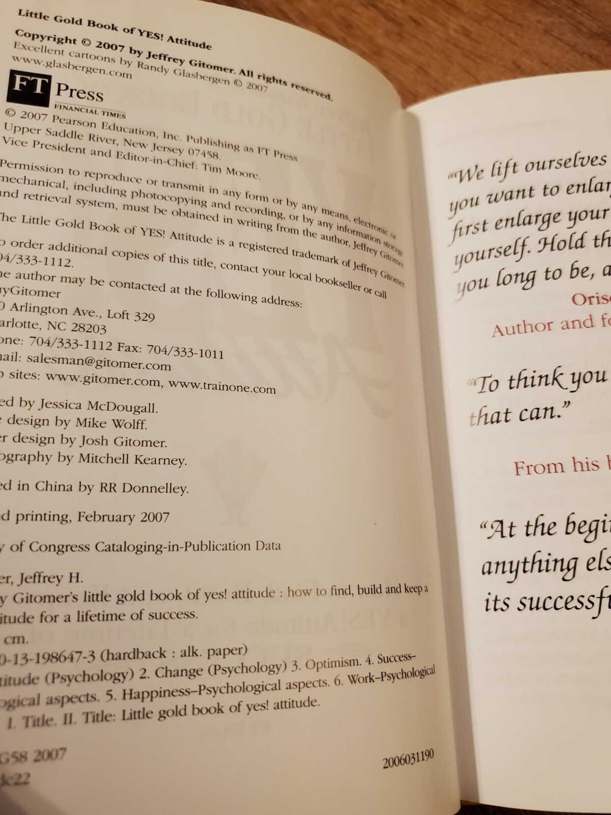 Jeffrey Gitomer Little Gold Book of Yes Attitude Hardcover Success Motivation