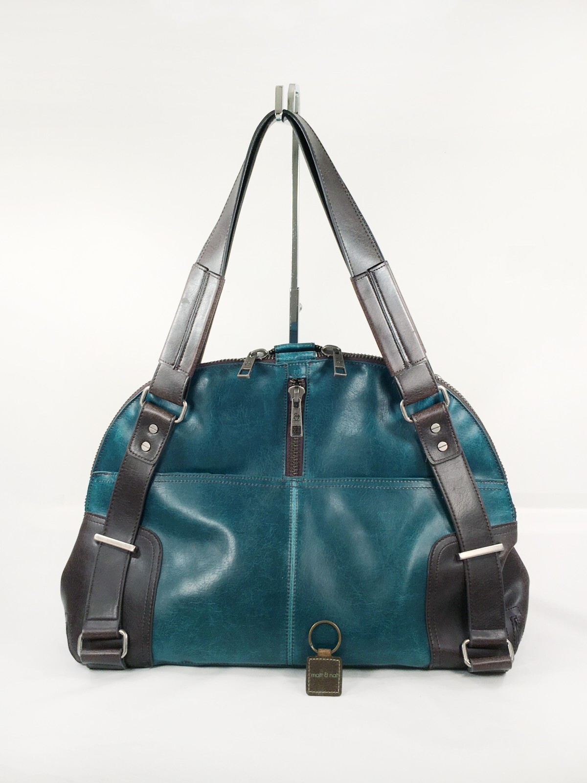 Matt & Nat Bowler/Doctor/Satchel Shoulder Bag,Teal/Brown Vegan Faux Leather,NWOT