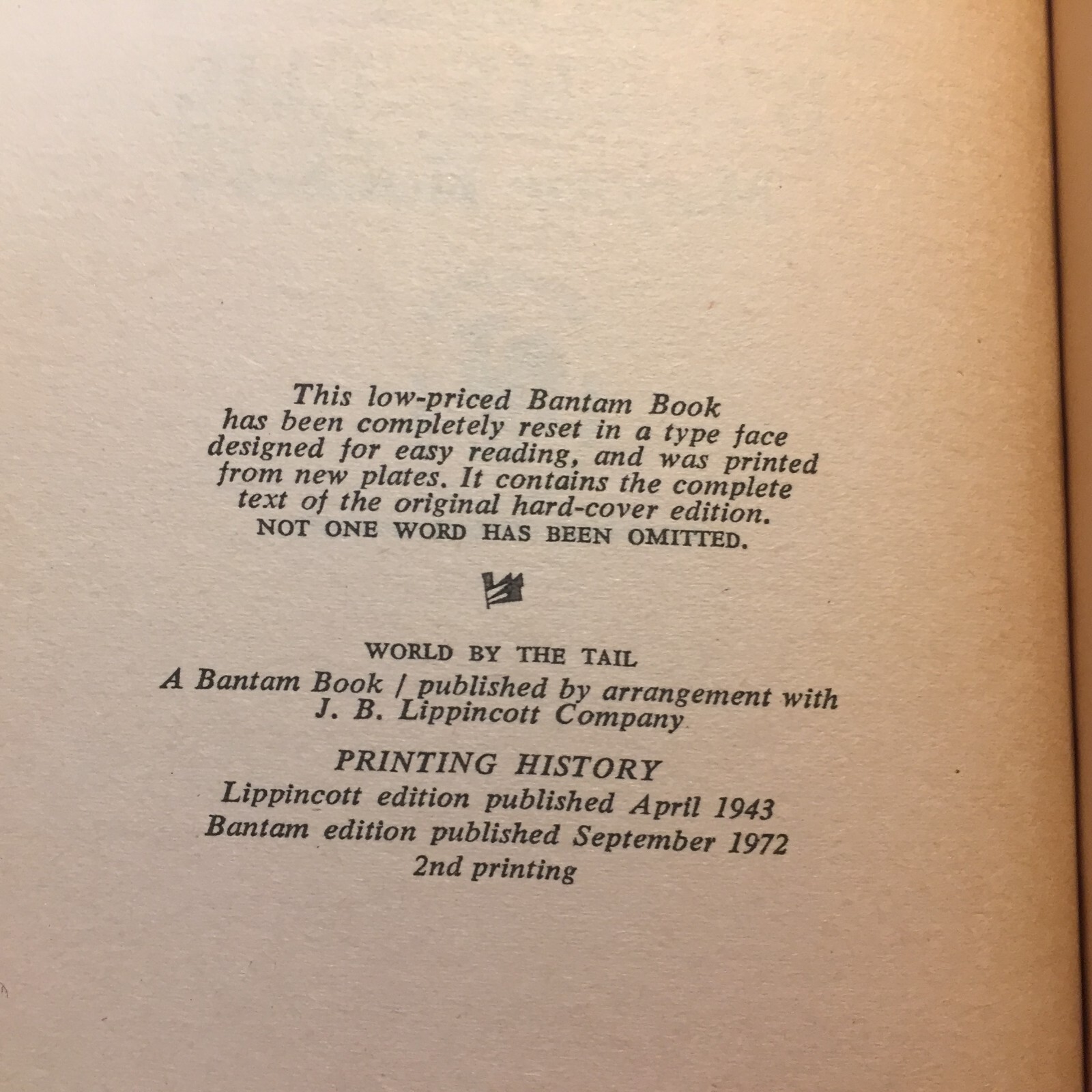 World By The Tail Romance Paperback Book by Marjorie Holmes Bantam Books 1972