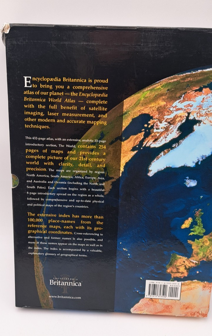 Encyclopaedia Britannica 2011 World Atlas 433 Pgs Boxed Hardcover 15″x11″ READ
