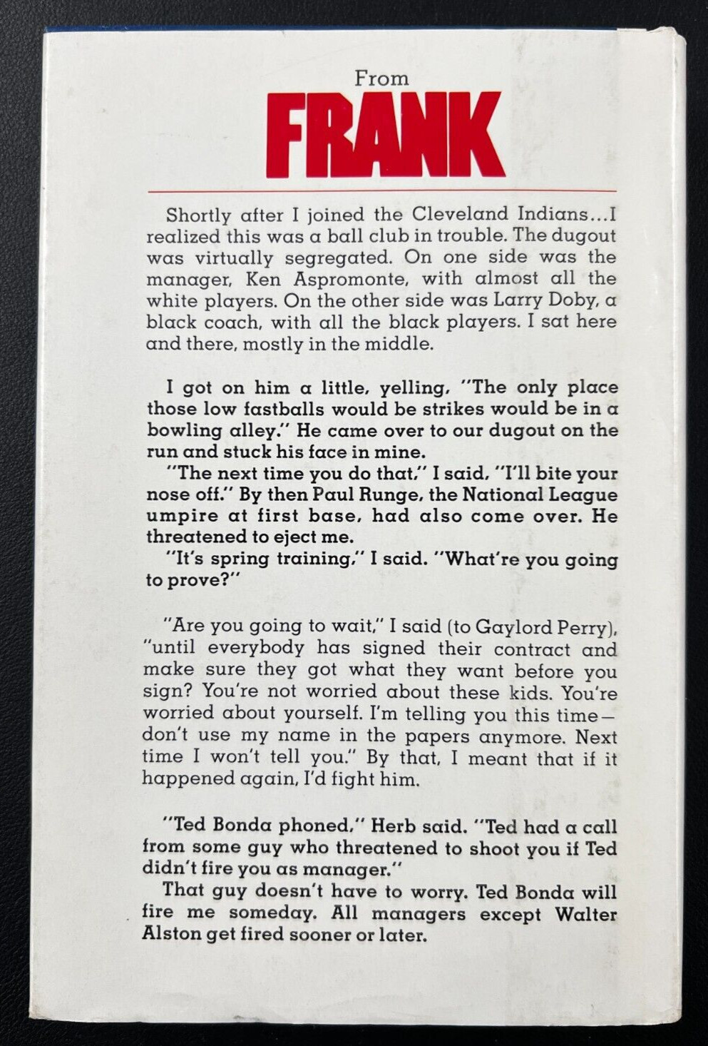1976 “Frank: The First Year” Autobiography 1ST EDITION Frank Robinson MLB WOW!