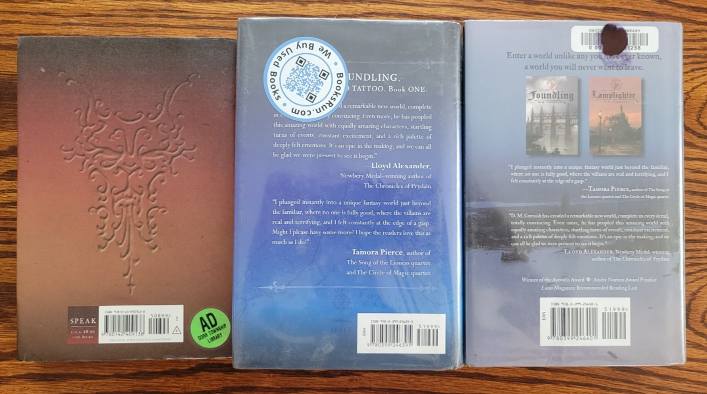 MONSTER BLOOD TATTOO TRILOGY-D.M. CORNISH-FOUNDLING, LAMPLIGHTER, FACTOTUM