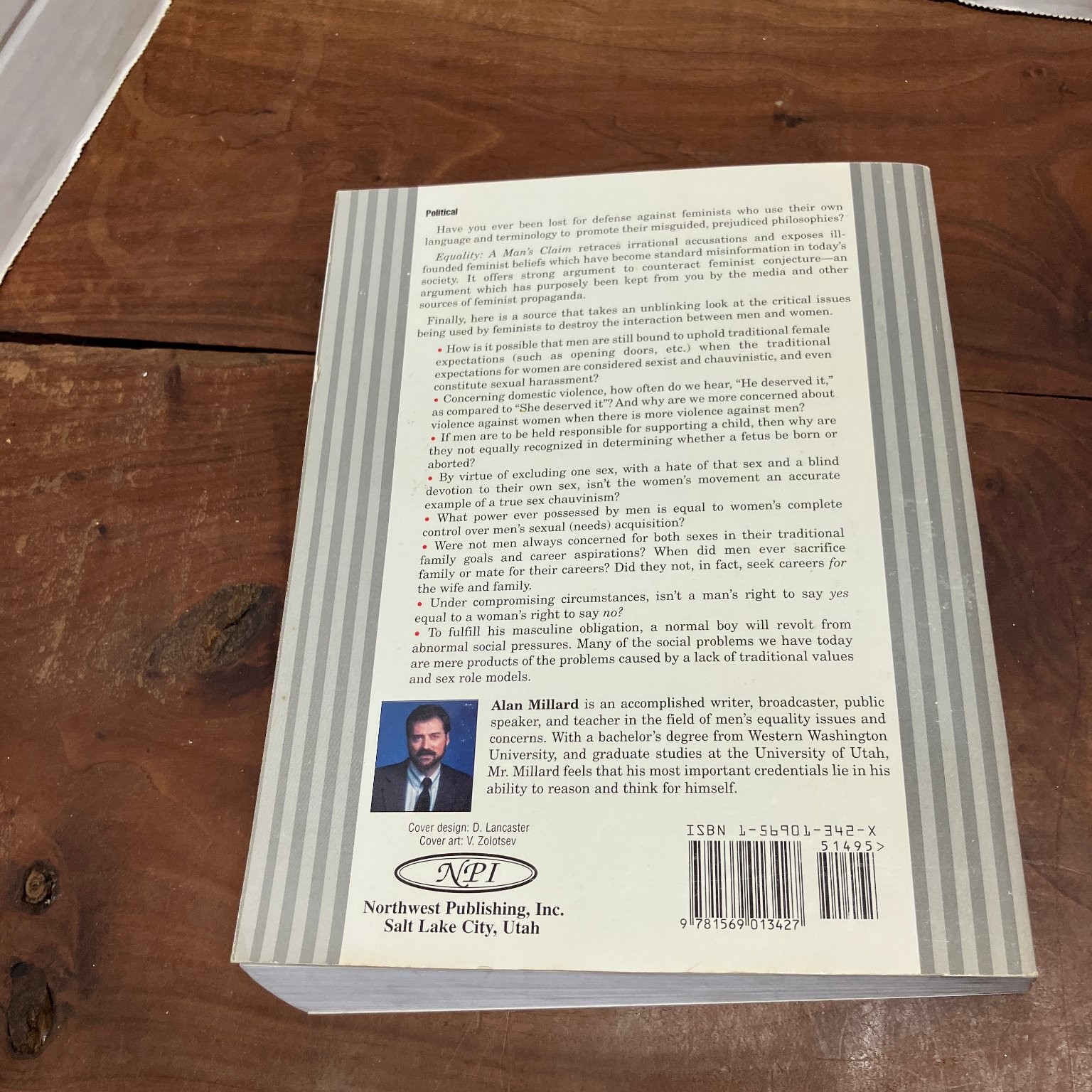 Equality: A Man’s Claim Alan Millard 1995 First Printing Signed Nonfiction