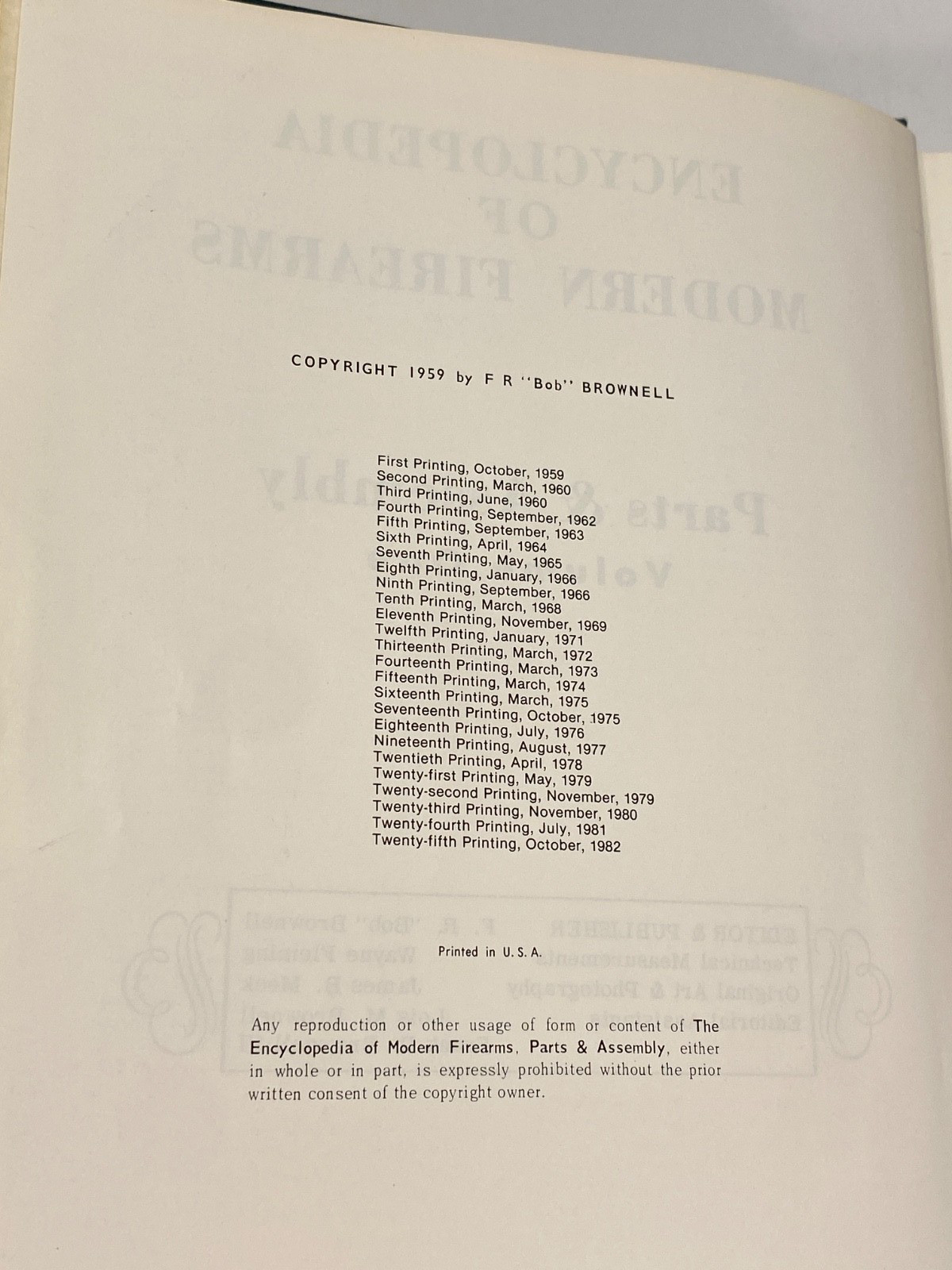Encyclopedia Of Modern Firearms Vol 1 Parts Assembly 25th Print 1982 **Read Desc