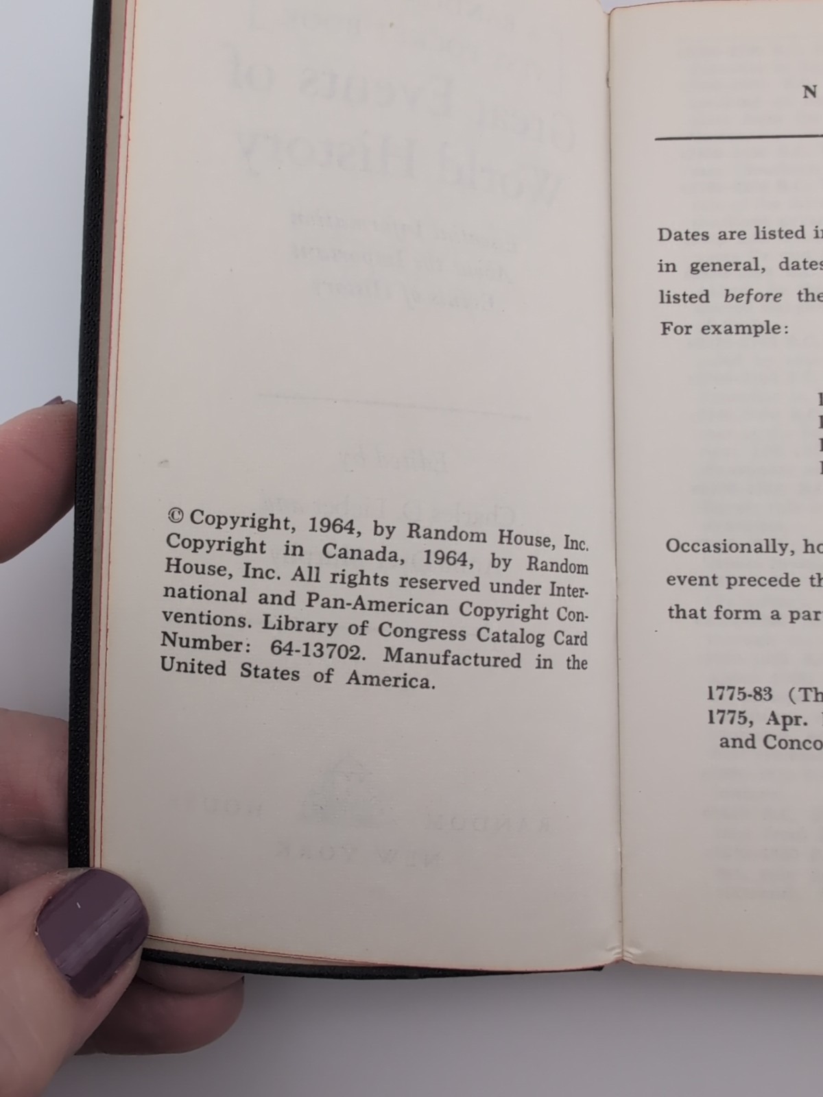 Random House “GREAT EVENTS OF WORLD HISTORY” Pocket Book, 1964