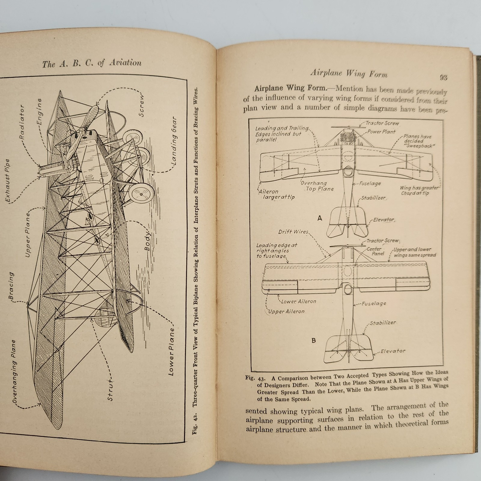 ABC of Aviation 1919 Antique Aircraft Flight Biplane Manual Page First Edition