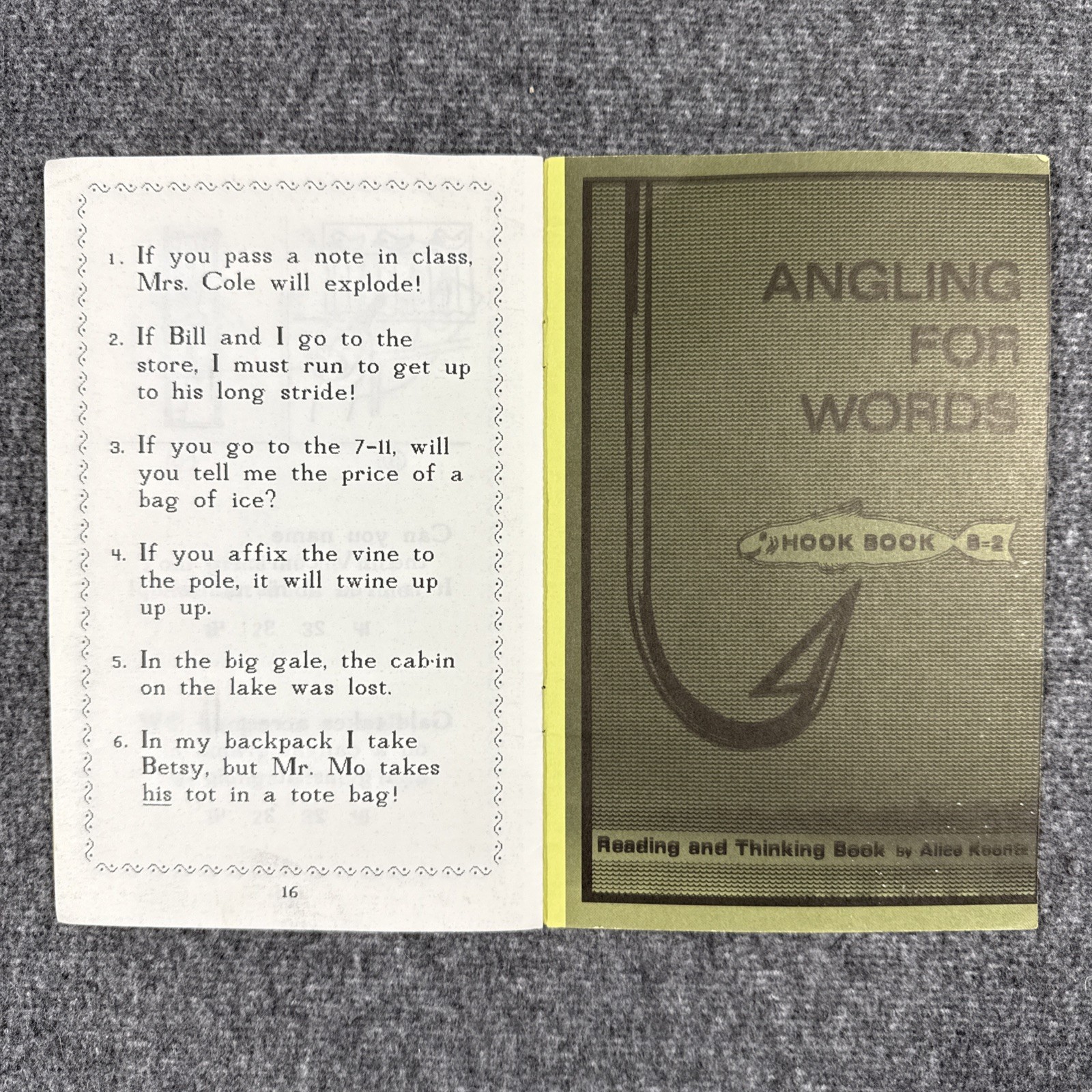 Angling For Words Hook Book B-1 by Alice Koontz, Vintage 1986, Rare HTF