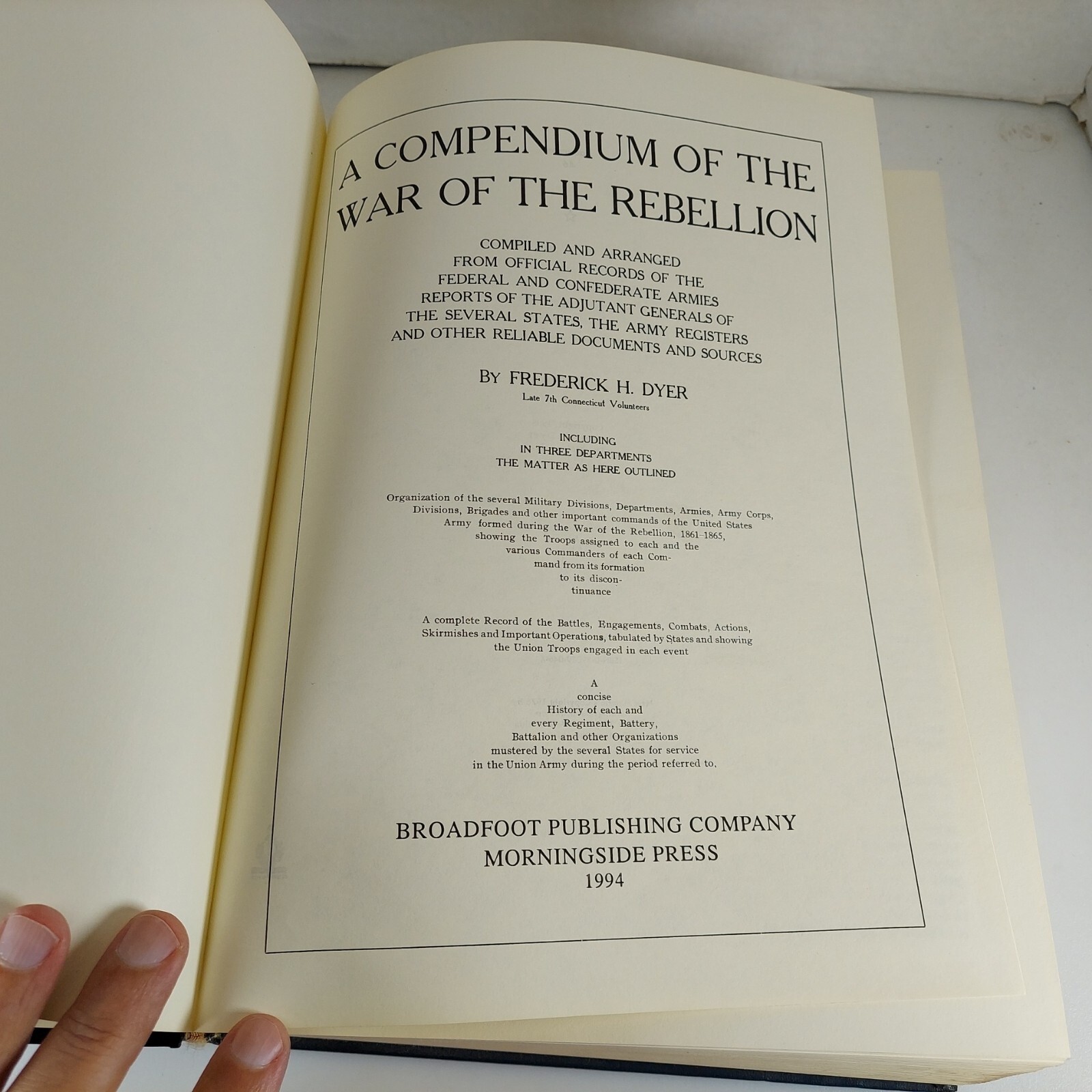 A Compendium of the War of the Rebellion Volume One 1 Frederick H. Dyer 1994 HC