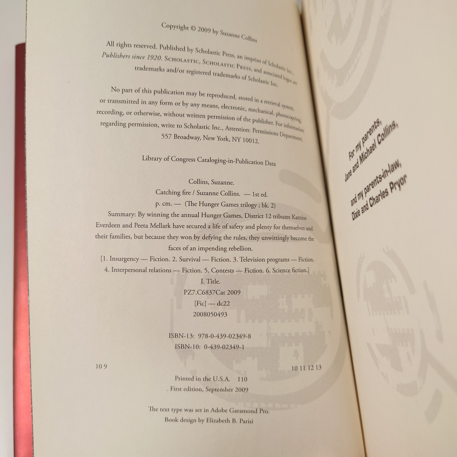 THE HUNGER GAMES CATCHING FIRE by Suzanne Collins 2009 1ST Edition