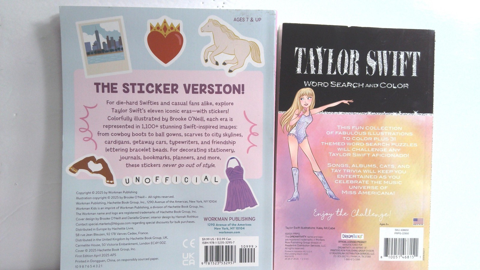 Taylor Swift Eras Sticker + Word Search Color 2 Book Set Workman Dreamtivity