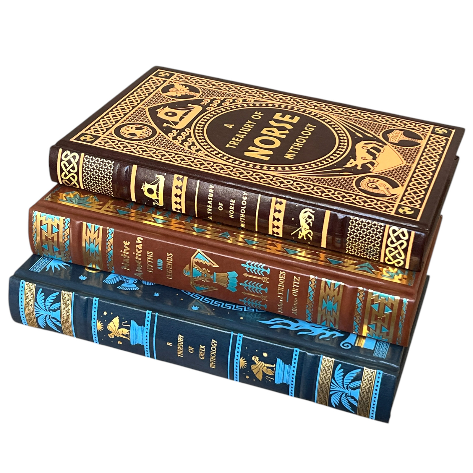 3-Book Set: Greek, Norse, Native American Mythology Bounded LEATHER Hardcover