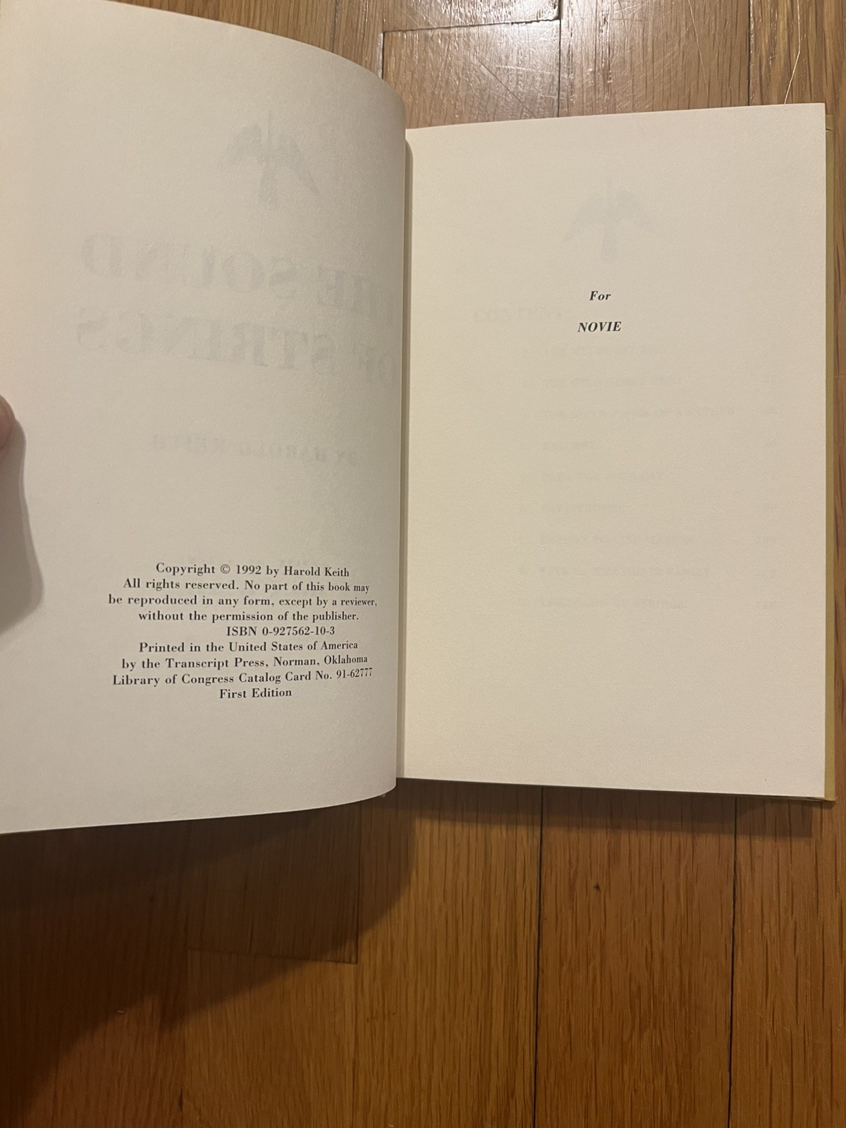 The Sound Of Strings By Harold Keith. Hardback SIGNED 1st Edition Used Book