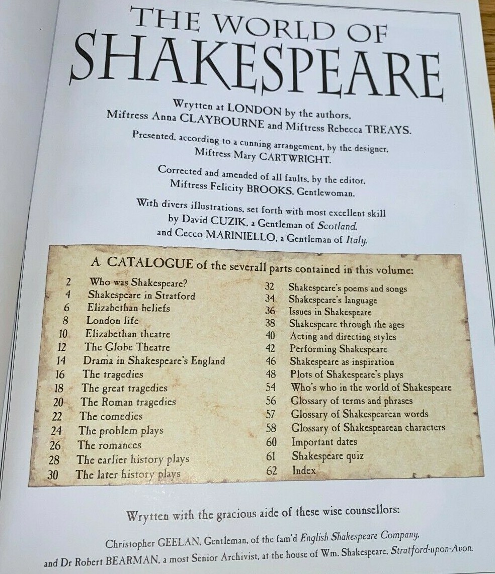 The World of Shakespeare by Claybourne, Anna, Treays, Rebecca