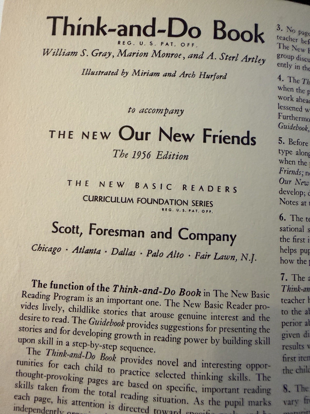 Scott, Foresman New Basic Readers Think-and-Do Book PB Illus 1956 Ed Orange