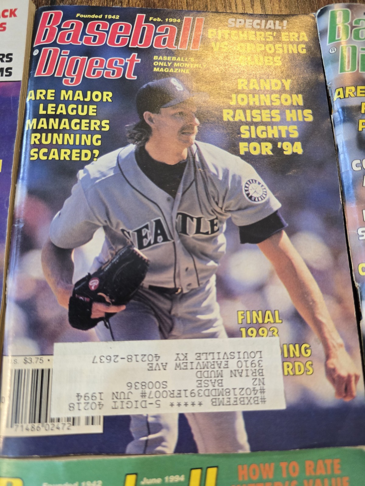Lot Of 6 1994 Baseball Digest Various Conditions Mlb Sports Publication Vintage