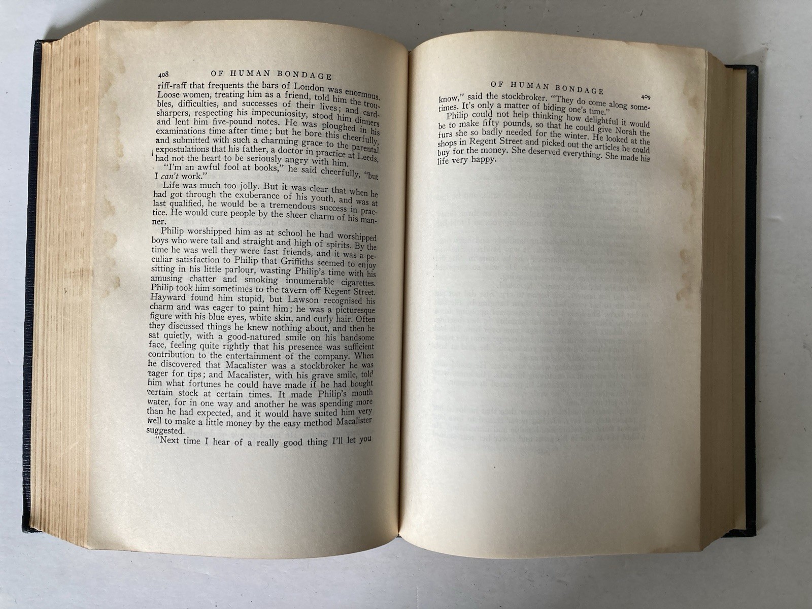 Antique 1915 Of Human Bondage by W. Somerset Maugham Hardcover Book