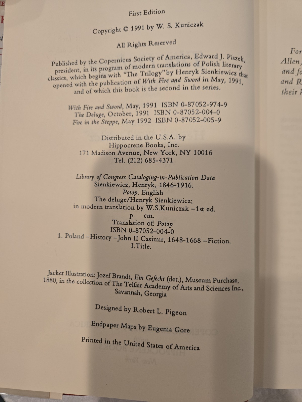 The Deluge 2 Volumes (The Trilogy Book 2) by Henryk Sienkiewicz – FIRST Edition