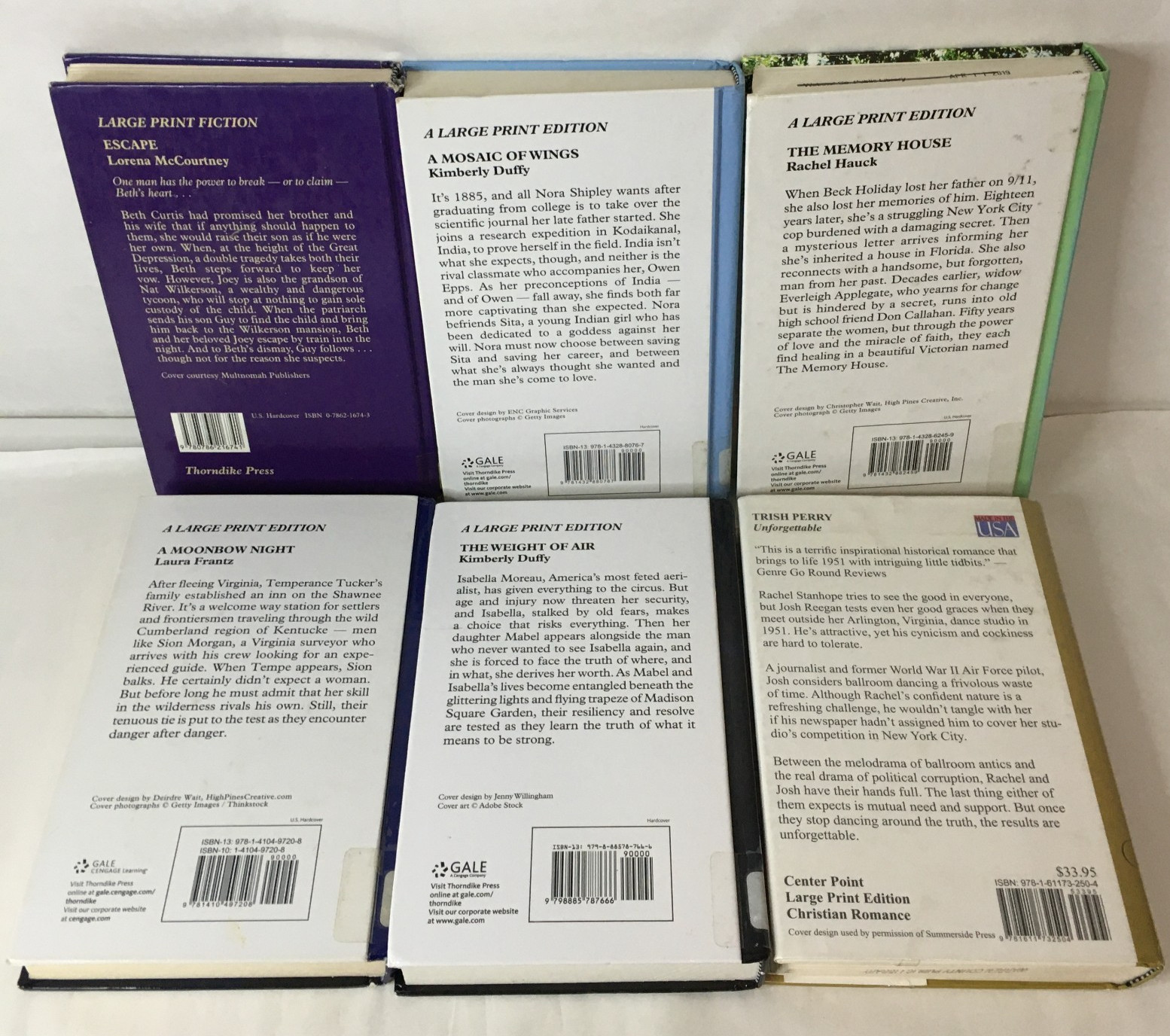 Standalone Historical Christian Romance LARGE PRINT Novel Lot of 6 – Duffy Perry
