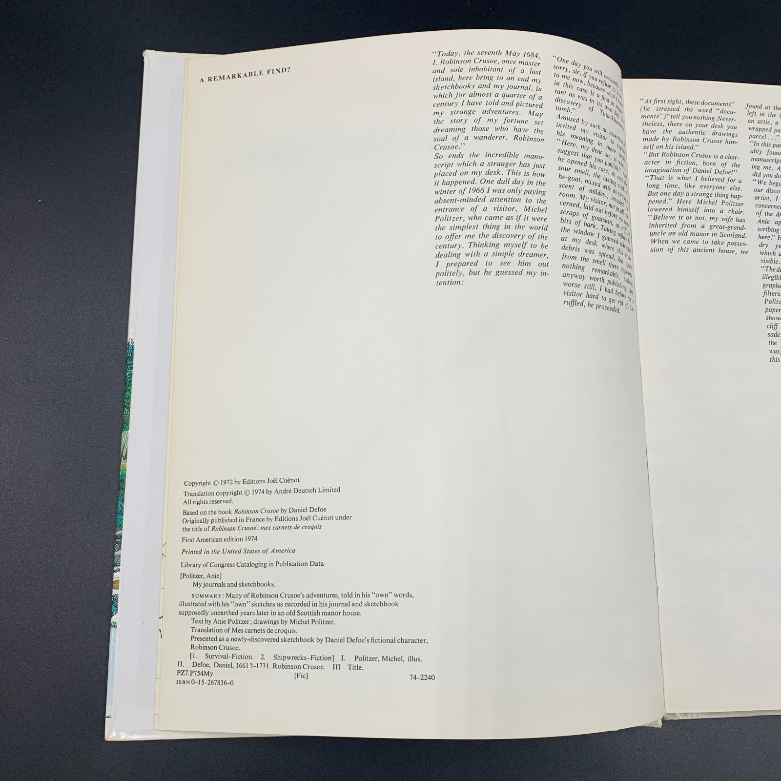My Journals and Sketchbooks – by Robinson Crusoe – Vintage HC 1974