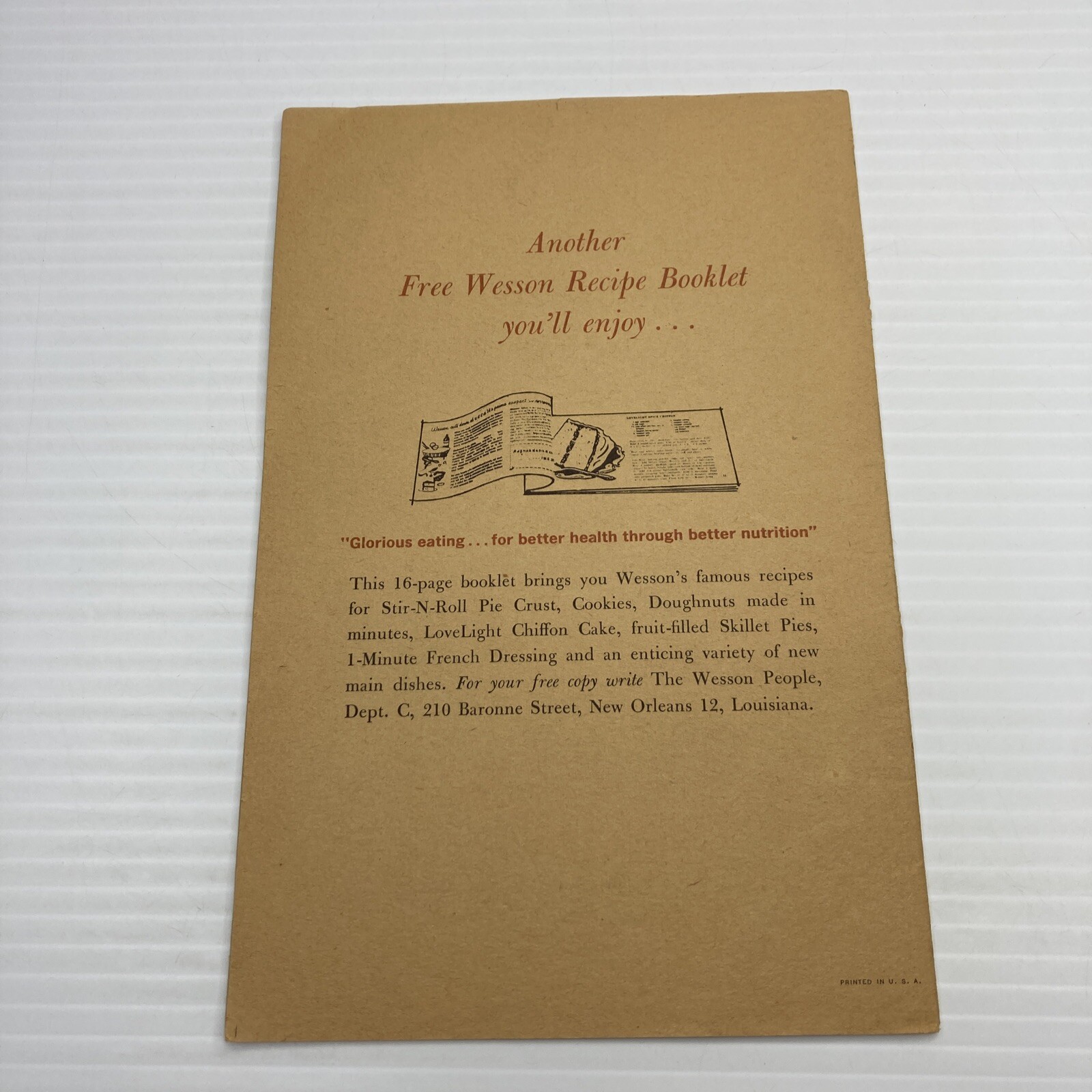 Wesson Cooking Oil Recipe Booklet 101 Glorious Ways to Cook Chicken 16 Pages
