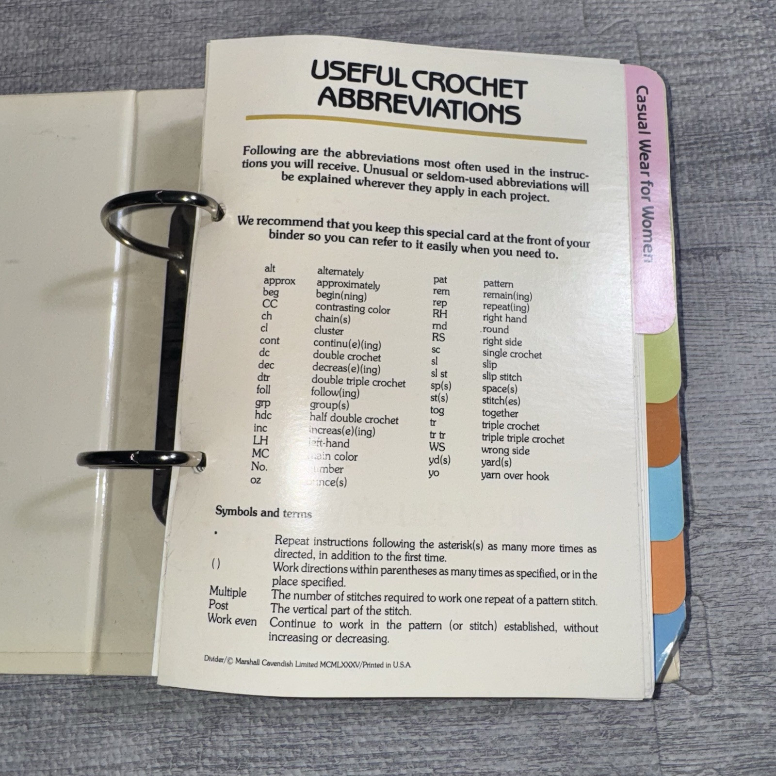 Vtg Quick N Easy Crocheting Book 2 Ring Binder Over 100 pages with 18 Dividers
