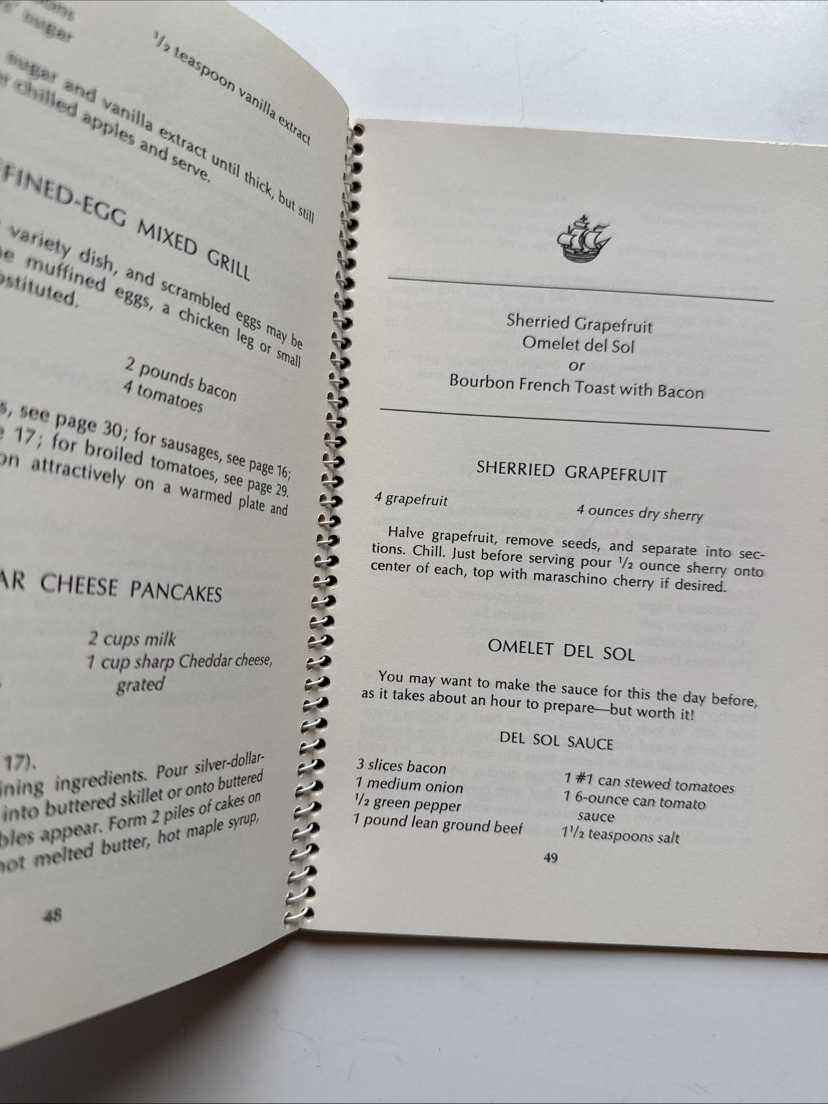 Bountiful Breakfasts Nantucket Inn Cookbook Stephen DeBaun Spiral Vintage 1970s