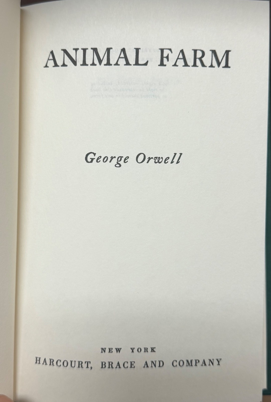 ANIMAL FARM George Orwell Book Facsimile Harcourt, Brace and Company