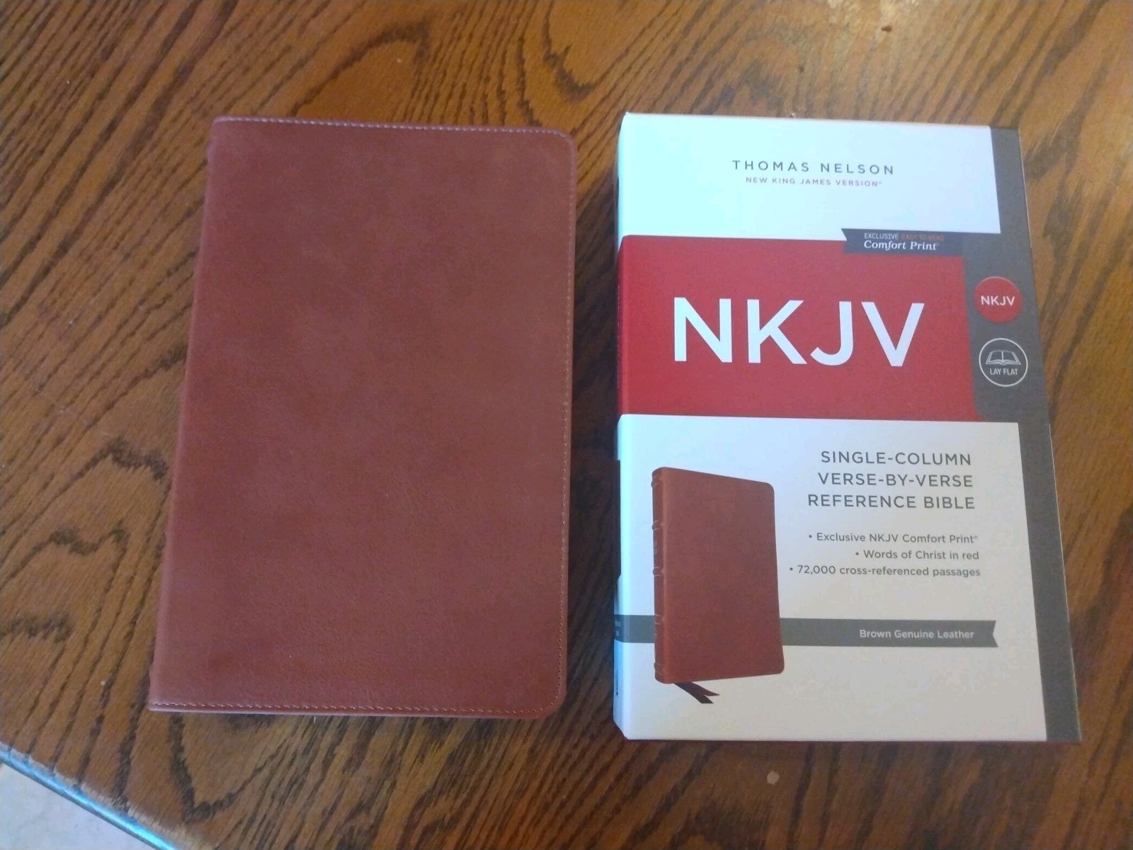 NKJV, Single-Column Reference Bible ~Retail 129.99~ Brown Genuine Leather