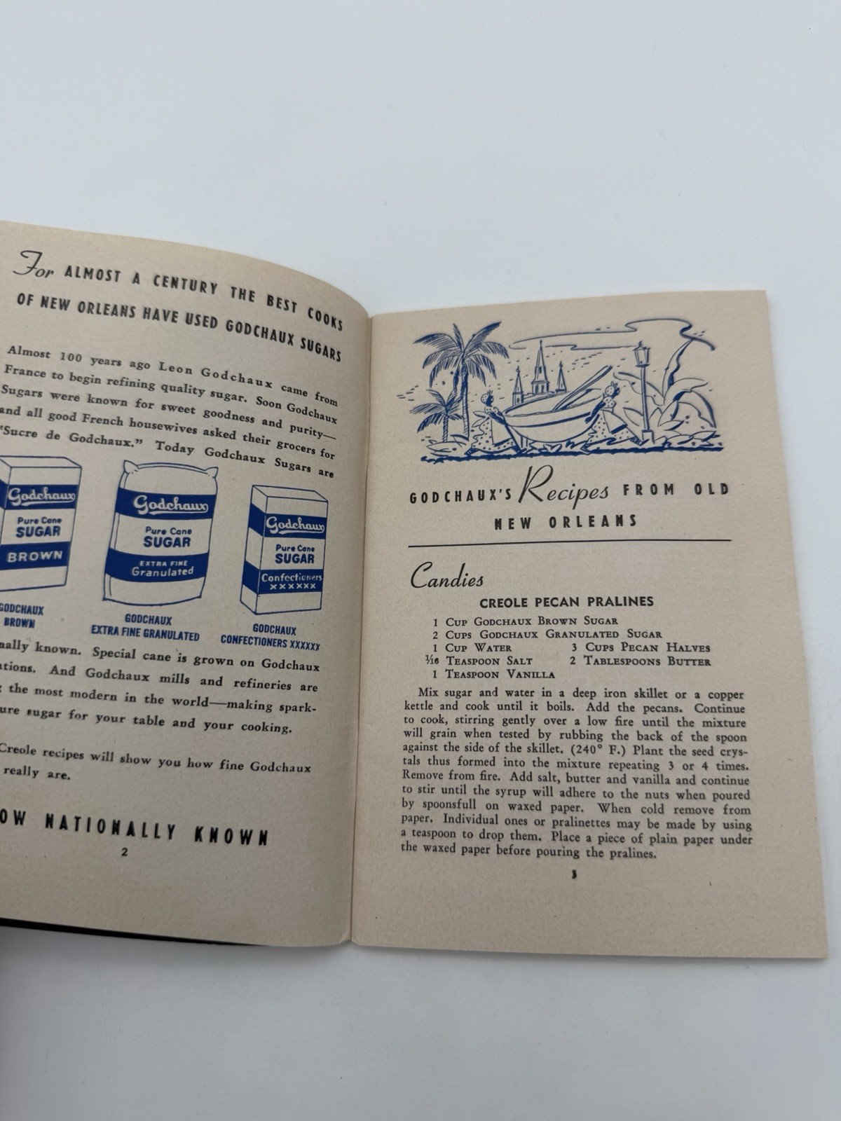 1951 Godchaux Sugars New Orleans Cookbook Creole Recipes VTG